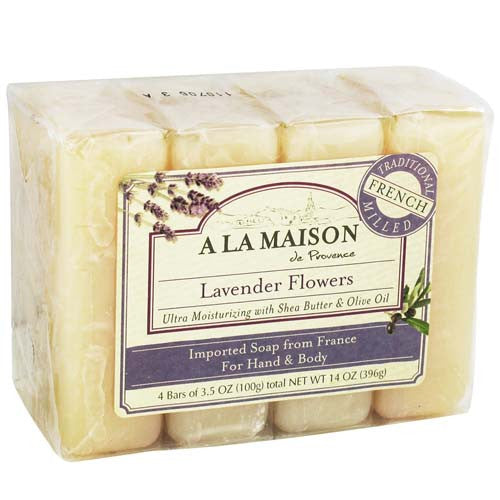 A La Maison Bar Soap Value Pack, Lavender Flowers - 3.5 Oz, 4 Soaps in a Pack